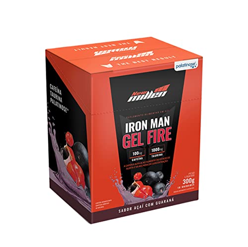 New Millen Iron Man Gel Fire - Caixa 10 Sachês 30G Açaí Com Guaraná -