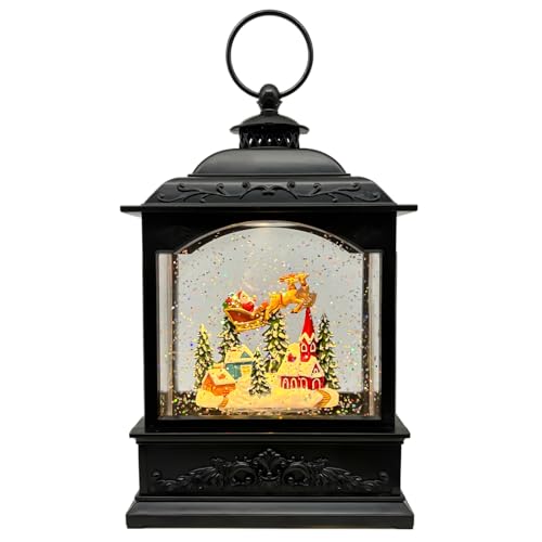 AOMIL Christmas Snow Globes Lantern with Music & Timer - USB/Battery Operated LED Glittering Globe Lantern, Snow Globe Decoration for Home Holiday Decor (Reindeer)
