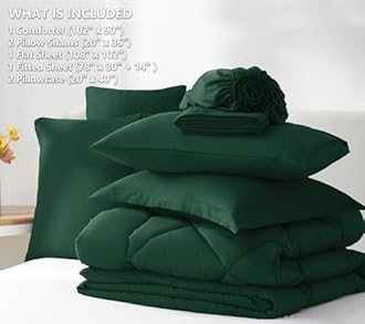 CozyLux King Size Comforter Set Emerald Green - 7 Pieces Bed in a Bag King, Luxury Soft Bed Set for All Seasons, Bedding Set with Down Alternative Comforter, Sheets, Pillowcases & Shams