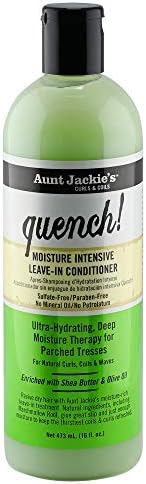 Aunt Jackie's Curls and Coils Quench Moisture Intensive Leave-In Hair Conditioner for Natural Curls, Coils and Waves, Enriched with shea Butter, 16 oz