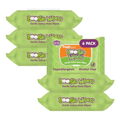 Image of Boogie Saline Nose Wipes Fresh Scent - 180 Count | Hypoallergenic & Alcohol-Free, Allergy Relief, Made with Natural Saline, Aloe, Chamomile & Vitamin E, Diaper Bag Essential