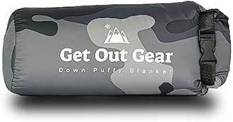 Get Out Gear Down Camping Blanket - Puffy, Packable, Lightweight and Warm | Ideal for Outdoors, Travel, Stadium, Festivals, Beach, Hammock | 650 Fill Power Water-Resistant Backpacking Quilt