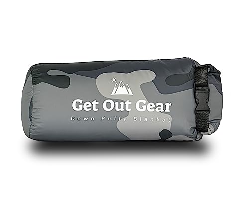 Get Out Gear Down Camping Blanket - Puffy, Packable, Lightweight and Warm | Ideal for Outdoors, Travel, Stadium, Festivals, Beach, Hammock | 650 Fill Power Water-Resistant Backpacking Quilt