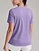 Zengjo Yoga Tops for Women Short Sleeve Loose Fit(Purple,X-Small)