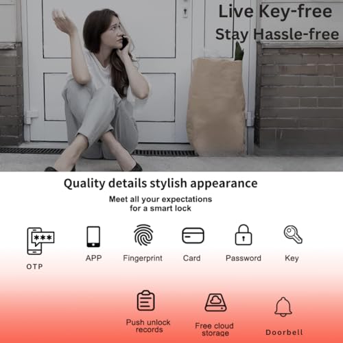 Image of Golens X58 Smart Door Lock with 3D Face Recognition Fingerprint, Mobile App Password, IC Card, Mechanical Key LCD Display Photo Recording & HD Camera Advanced Smart Lock