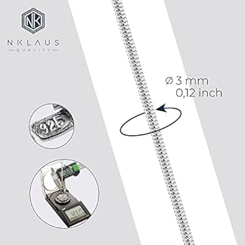 NKlaus Silberkette Collier 40cm Kugelkette rund 925 Sterling Silber D (1 Stück), Made in Germany