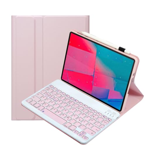 leleyo Tastatur hülle für Lenovo Tab M10 Plus 10,3 Zoll FHD (TB-X606F/TB-X606X) / K10 (TB-X6C6) Hülle mit Tastatur magnetische abnehmbare für Tab M10 Plus QWERTZ Deutsches Layout,Rosa
