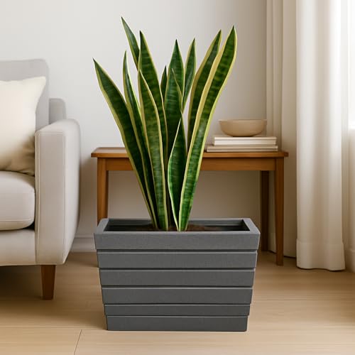 Image of Bigsmall Designed Plant Pots, Premium Durable Polymer Flower Pots for Indoor & Outdoor Plants - Lightweight, Stylish, and Weather-Resistant Garden Planters (Iris-Grey Marble, 14 Inch)