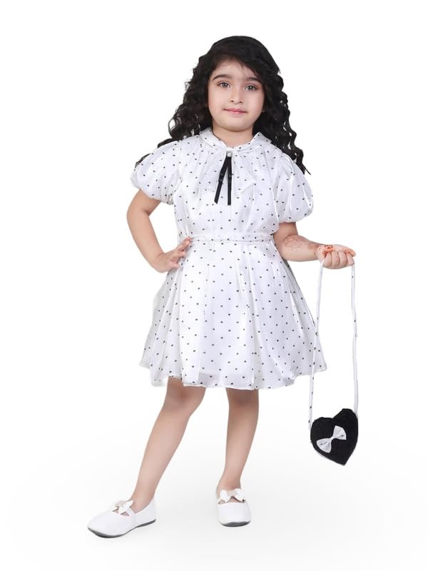 Robe à manches bouffantes à pois pour fille idéale pour les fêtes d'anniversaire
