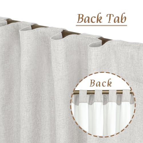 LAMIT Light Grey Linen Full Blackout Window Curtains for Bedroom, 54 Inches Thermal Farmhouse Curtains Back Tab and Rod Pocket Privacy Protected Burlap Panels with White Liner, 2 Panels, 52 x 54 Inch by LAMIT - Image 2
