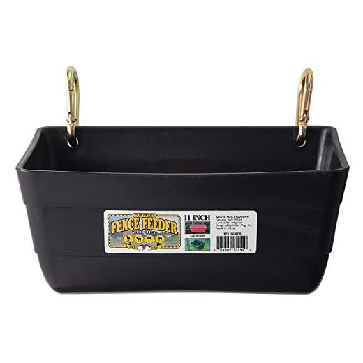 Little Giant Plastic Fence Feeder with Clips (Black) Heavy Duty Mountable Feed Trough Bucket for Livestock & Pets (4.5 Quart) (Item No. FF11BLACK)