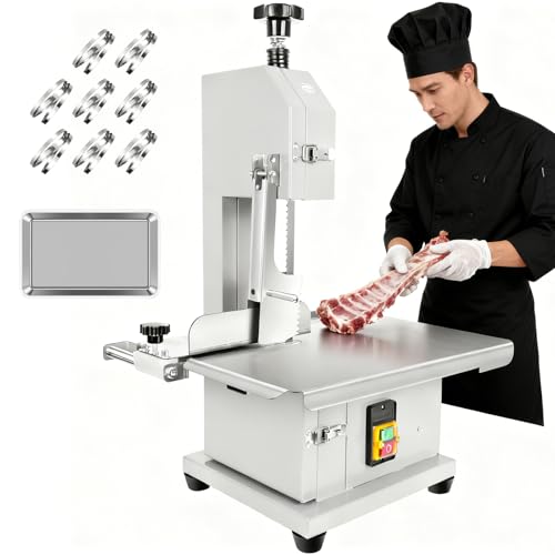2200W Bone Saw Meat Cutter, 316 Stainless Steel Industrial Butcher Tool Meat Saw, 0.04"-8.0" Cutting Thickness Meat Band Saws, 821 LBS/H High Speed for Butchering for Steak Beef