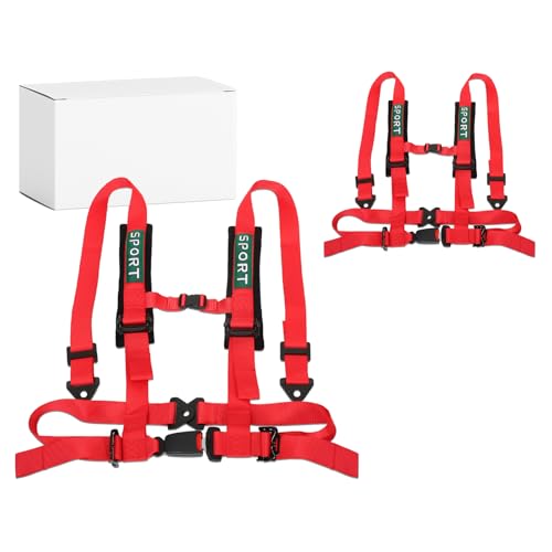 Image of 2Pcs 4 Point Racing Harness With Padding Heavy Duty Buckle Upgraded 2 Inch Straps UTV Harness 4 point Universal Adjustable for Adults Easy Install, Red