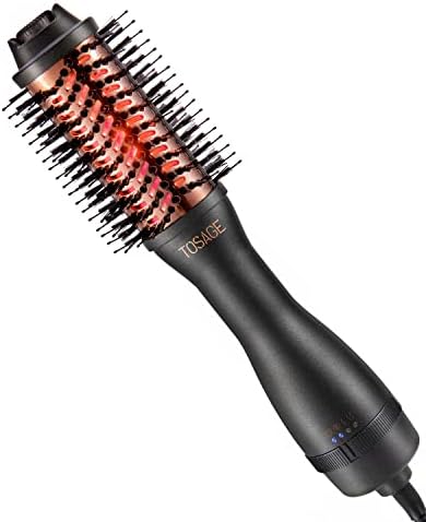 TOSAGE Hair Dryer Brush, Blow Dryer Brush-Far Infrared Heat & Negative Ion Blow Dryer Brush, Professional Hot Air Brush with Enhanced Titanium Barrel for Blow Drying-Black