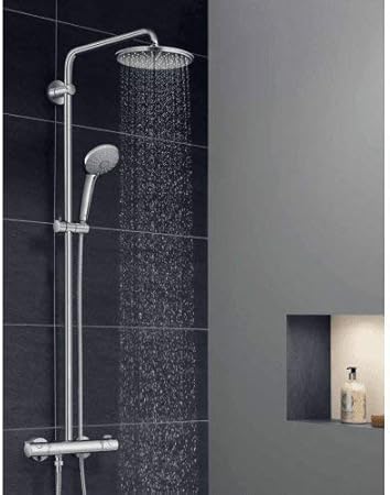Grohe 26128000 Euphoria 2 5 Gpm 1 Spray Shower System With Thermostat For Wall Mount 1 Starlight Chrome Amazon Com