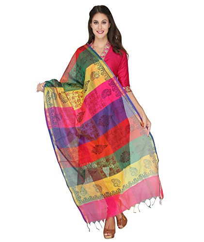 DUPATTA BAZAAR Woman's Multicoloured Printed Silk Dupatta