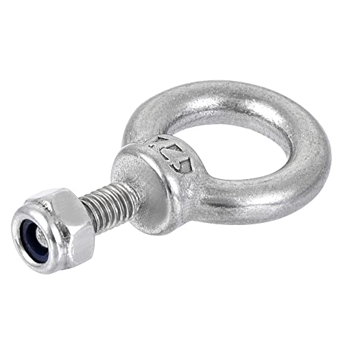 Image of uxcell Lifting Eye Bolt M4 x 11mm Male Thread with Hex Screw Nut for Hanging Securing Chain Wire Rope, 304 Stainless Steel, 6 Sets