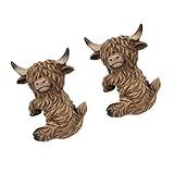 DÉCOR ADORABLE: Cette figurine de pots de fleurs en statue de vache des Highlands suspendue apporte un charme charmant à n ' importe quel espace extérieur avec son design de vache des Highlands grimpante et ses pots de fleurs étreignant la pose