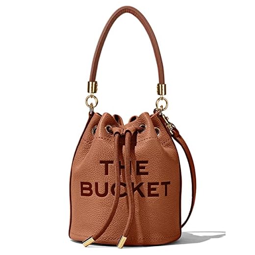 The Bucket Bag for Women Pu Leather Drawstring Handbag Tote Hobo Handbag Crossbody Bag Soft Adjustable