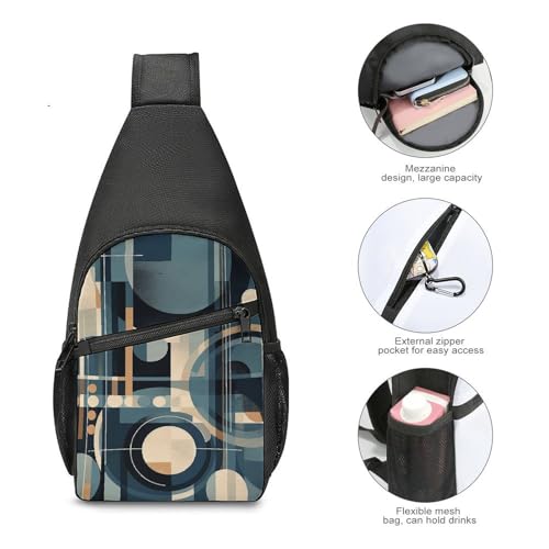 Sling bag para mujeres y hombres con patrón tribal azul miniatura 4