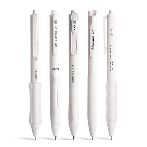 5PCs Pastel Gel Ink Pen Set,Retractable Black Ink Pens 0.5mm Fine Point