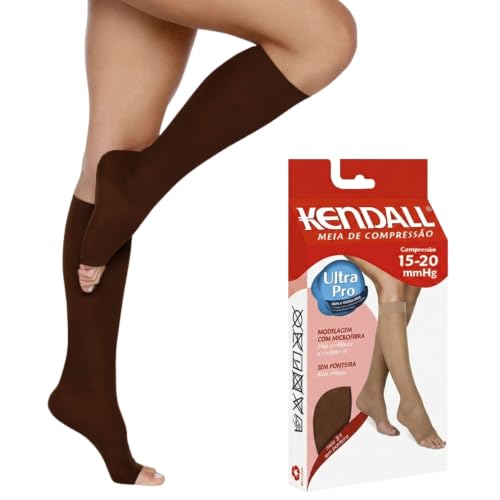 KENDALL Meia 3/4 Média Compressão 15-20 mmHg Sem Ponteira Para Circulação, Café, P