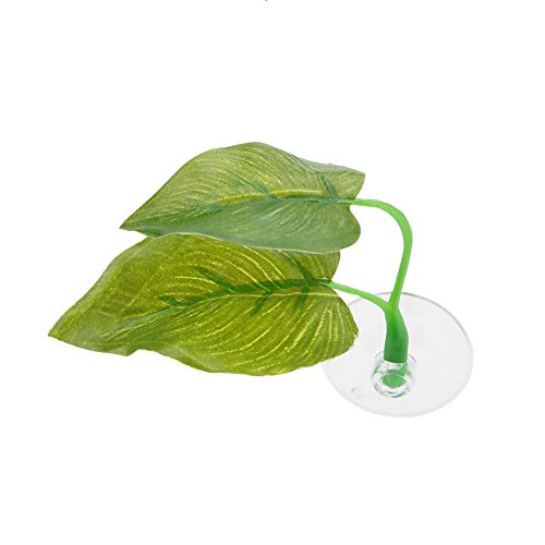 FTVOGUE Plante Artificielle,d'aménagement paysager décoratif pour Aquarium Feuille Betta Hamac Repos du Poisson Surverse Lit Aquariums Aquarium Réservoir De Poissons Feuilles avec Ventouse, Vert