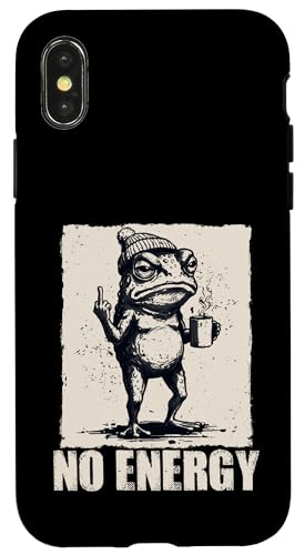 Grumpy Frog "No Energy" Funny Inroverts Coffee Meme �X�}�z�P�[�X iPhone X/XS �p