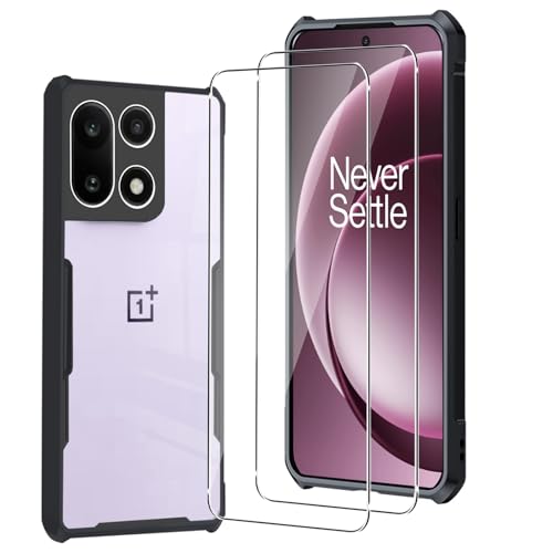 CONAPIKA Clear Case for Oneplus 15 with 2 Tempered Glass, Ultra Thin Soft TPU Bumper+Transparent PC Back Protective Case Mil-Grade Hybrid Anti-Yellowing Shockproof Grip Protection Phone Cover