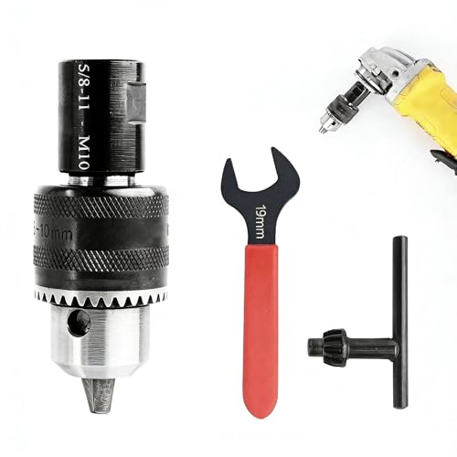 KOFDVDZ 5/8-11 Angle Grinder Drill Chuck Adapter, 1/16"-3/8" Metal Drill Chuck, Quick Change Converter, Heavy Duty Stable, for Wood Metal Drilling DIY Grinding Tool