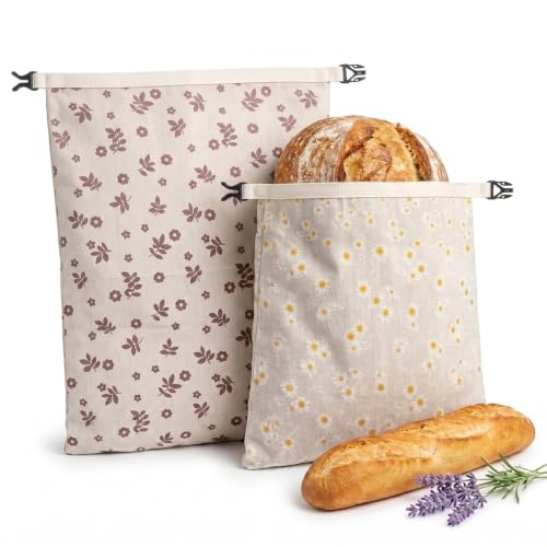 2 Pack Beeswax Bread Bags for Homemade Bread, 13 x 17 Inch Sourdough Bags | Reus...