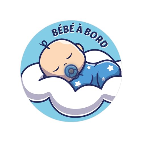 Bébé à Bord Bleu - Ventouse - Diamètre 150 mm - Fabriqué en France - Signalétique Voiture
