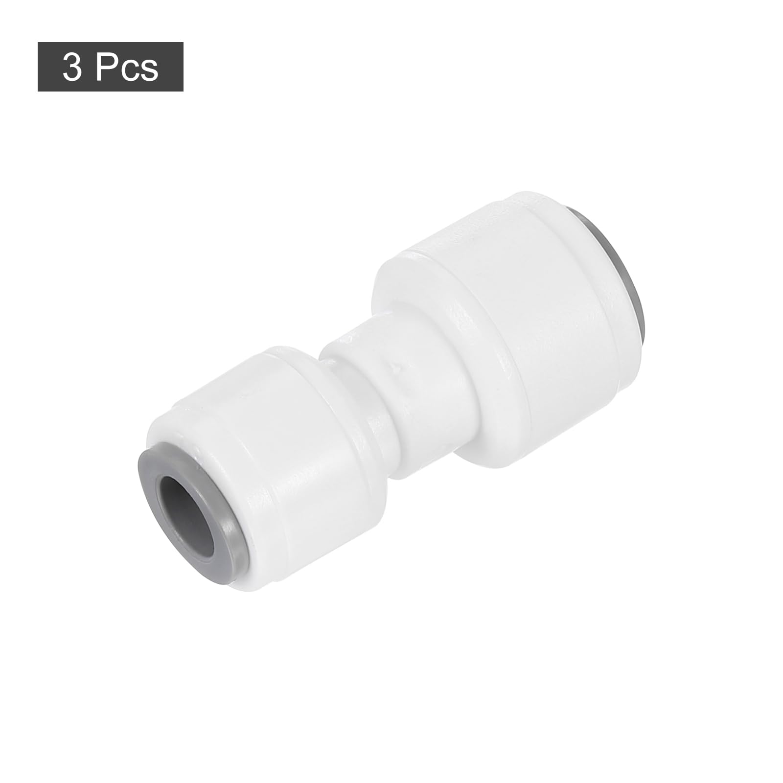 QUARKZMAN 3 szt. Złączki ciśnieniowe, 1/4" OD x 5/16" OD złączki do węży i węży powietrznych Szybkozłączka Plastikowe proste połączenie do systemu wodnego RO, biały (6-8 mm)