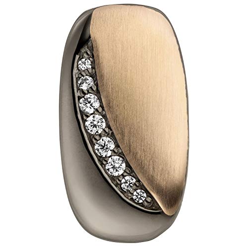 Jobo Damen-Anhänger aus 925 Sterling Silber vergoldet schwarz mit 8 Zirkonia