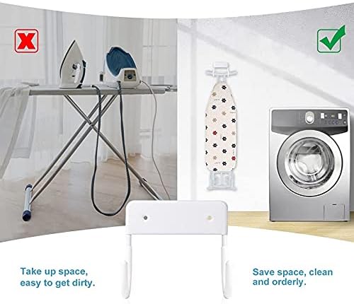 Miniatura 5 de Percha para tabla de planchar, gancho para tabla de planchar, soporte montado en la pared y tabla de planchar pequeña (blanco mate)