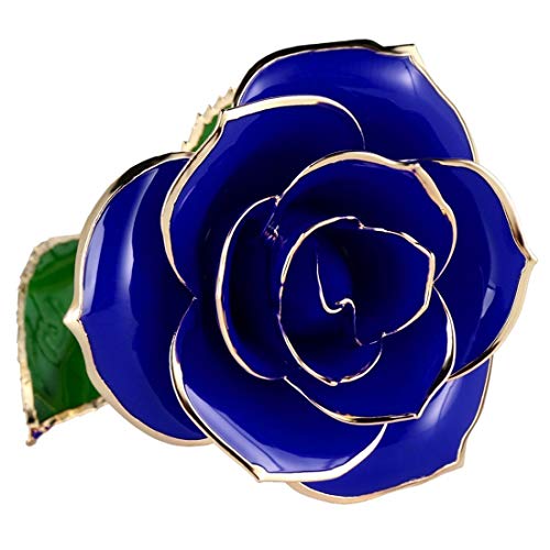 YEPLINS Gifts for Women for Her 24K Gold Rose Artificial Flowers Love Forever Red Rose Best Valentines Gifts (Blue)