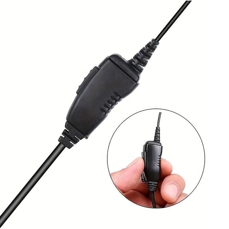 TECHZOCO Auricolare microfono PTT per trasmettitore Walkie, auricolare a forma di G, 2 pin, compatibile con Kenwood Baofeng UV-5R 888S BF-F8HP UV-82 Quansheng UV-K5 Retevis TYT Security Two Way Radio,