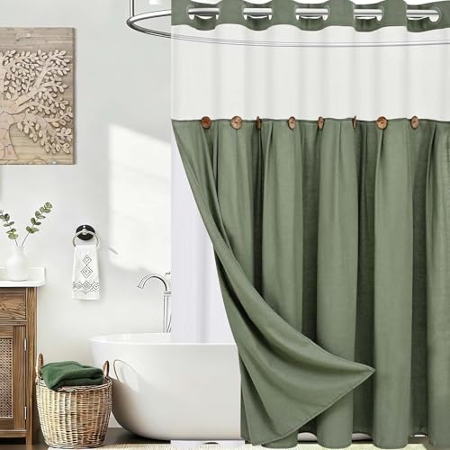 Rideau de douche double couche Alishomtll textile lesté de qualité