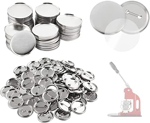 Dyna-Living 100Pcs Metal Badge Button Pin, 37mm/1.46inch DIY Pin Kit Metal Button Pin Badges Kit for Handicraft Souvenirs Gifts(Glossy Style)