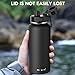 Navigate 32 oz Insulated Stainless Steel Sports Water Bottle with Spout & Handle Lids,Wide Mouth Water Jug with Double Walled Leak Proof Keep Cold for 24 Hrs Hot for 12 Hrs,Black