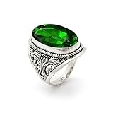 Chrome Diopside Ring Large Oval Gemstone Handmade Ring 925 Sterling Silver Artisan Crafted Bohemian Ring for Women Promise Birthday Best Gift for Her Trendy Diopside Filigree Jewelry MSJ By Monica