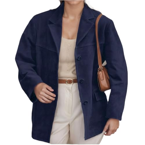 Suede Blazer Women Faux Suede Jacket Old Money Aesthetic Y2k Oversized Casual Jackets for Women 2024