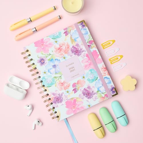Takenote Agenda 2026 2027 - Académique SEP/AOÛT, A5, Jour par Page, Double Spirale, 2 Marque-Pages, Fermeture Élastique, Index Latéral Avec Mois, 8 Pages de Stickers, Espagnol et Anglais - Melissa – vue 6