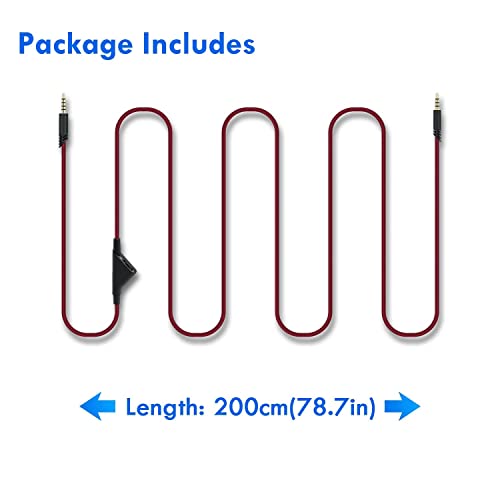 Mcbazel Zapasowy kabel audio Aux z regulacją głośności do gier Astro A10/A30/A40 PS5/PS4/Xbox One/Xbox Series S/X/PC/smartfona przez gniazdo 3,5 mm – czarny i czerwony (2 m)