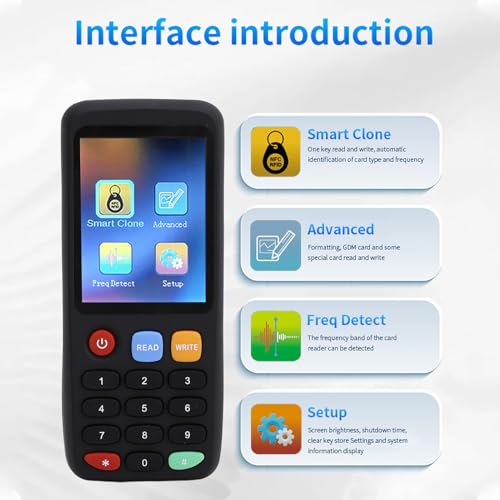 Garosa NFC-Karten-Duplikator, IC-Karten-Kopierer, Zugriffskarten-Kloner mit Entschlüsselungs-Bearbeitungsanalyse für Telefonarmband und USB Typ C 5 V 0,5 A
