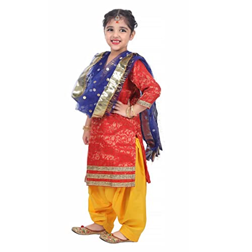 Image of ITSMYCOSTUME Punjabi Patiala Suit for Girls|Punjabi Giddha /Baisakhi /Bhangra Dance Costume for Girls