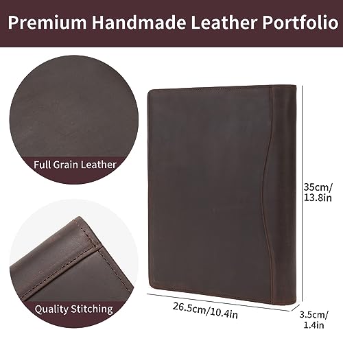 Porte-documents en cuir véritable marron avec classeur A4 de luxe - 4