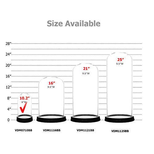 Wgv Glass Display Dome Cloche Bulk, Diameter 7", Height 10", Clear Bell Jar With Black Ceramic Base, Floral Dispaly, Decorative Display Case, Planter Terrarium For Event Home Decor, 4 Pieces #TOP2