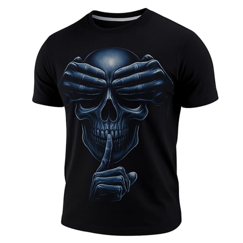 Blissboy Funny Skull Graphic T-Shirt Novelty Short Sleeve Crewneck Shirt