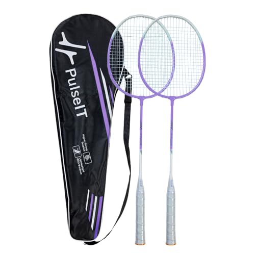Image of PulseITSmash Badminton Racket- for Men & Women. Lightweight Aluminum Frame with High Tension Strings. Indoor /Outdoor Badminton Racquet for Training, Power Play & Control. (Purple)